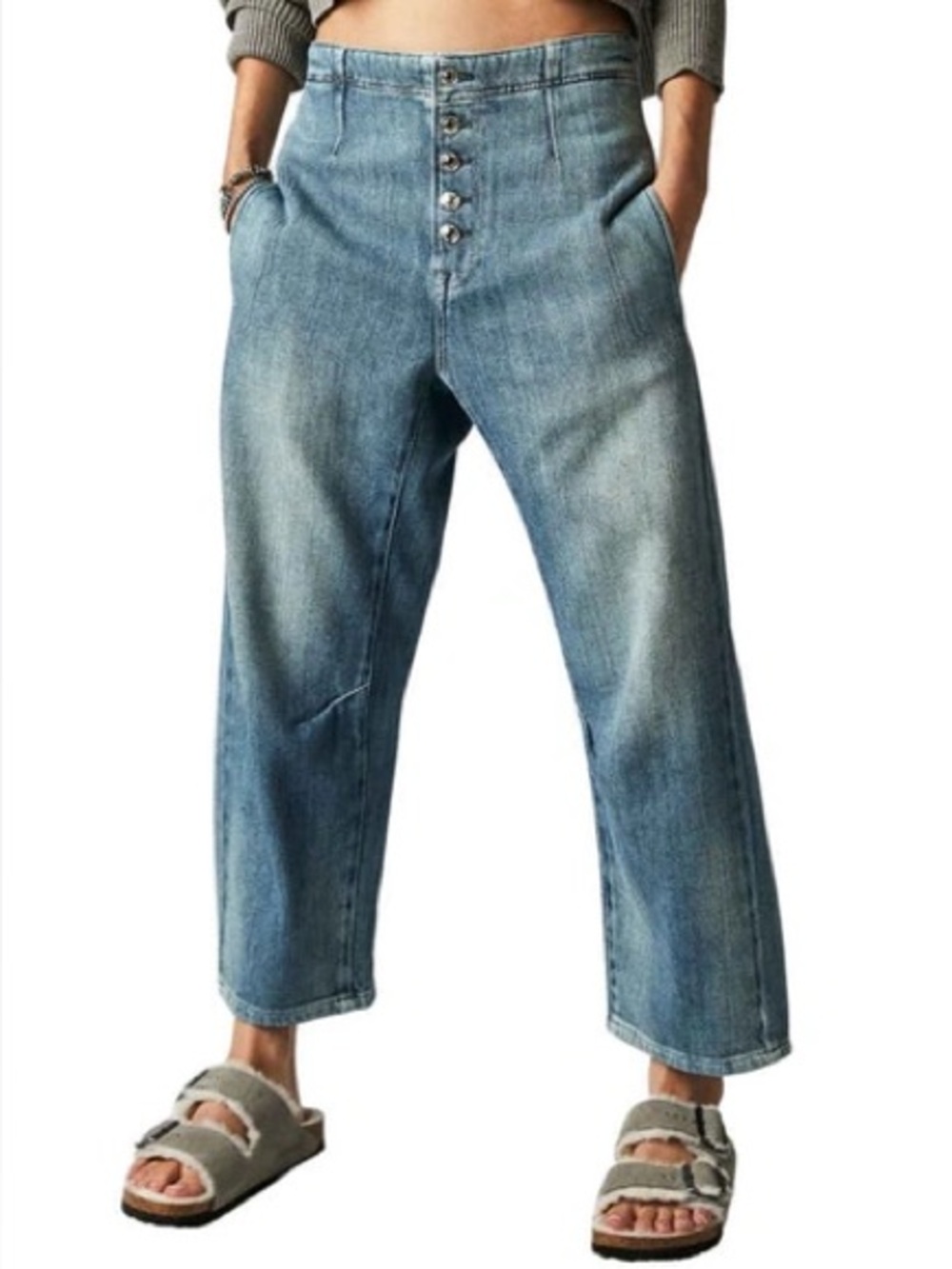Free People We The Free Osaka Barrel Jeans Light Wash Size 27